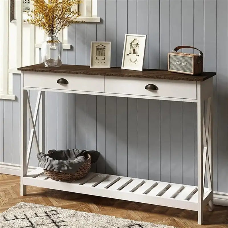 Console de ferme de 47 po avec tiroir et étagère inférieure