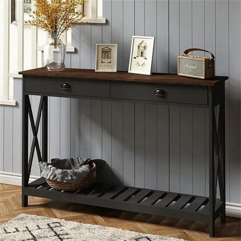 Console de ferme de 47 po avec tiroir et étagère inférieure