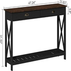 Console de ferme de 47 po avec tiroir et étagère inférieure