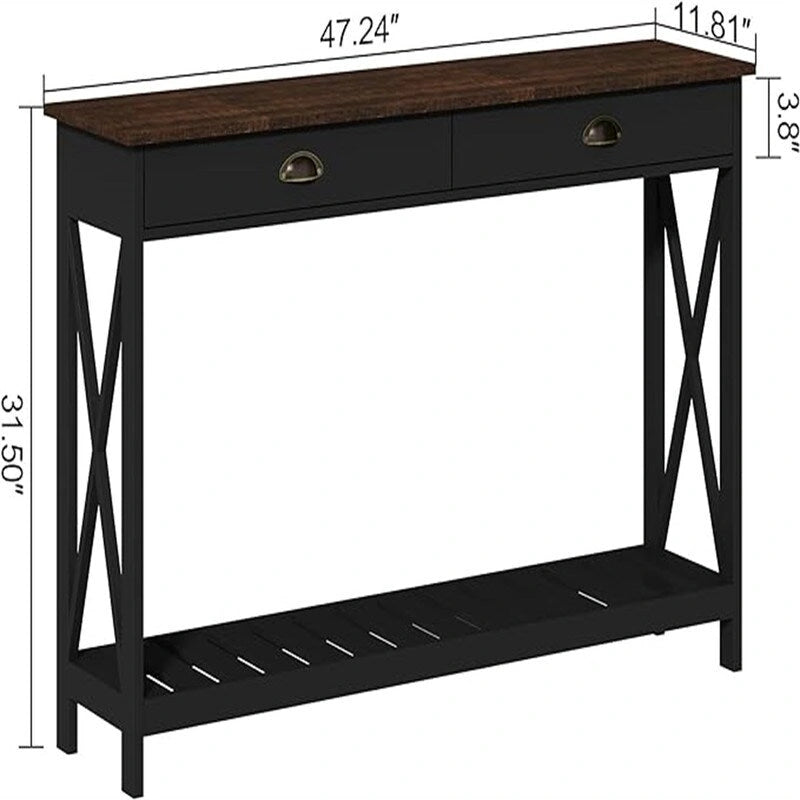 Console de ferme de 47 po avec tiroir et étagère inférieure
