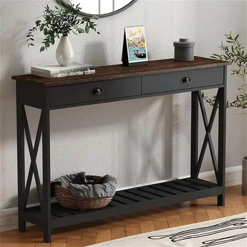 Console de ferme de 47 po avec tiroir et étagère inférieure