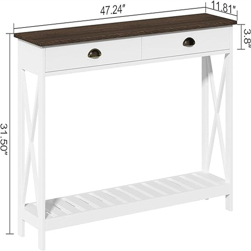 Console de ferme de 47 po avec tiroir et étagère inférieure