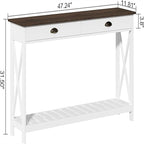 Console de ferme de 47 po avec tiroir et étagère inférieure
