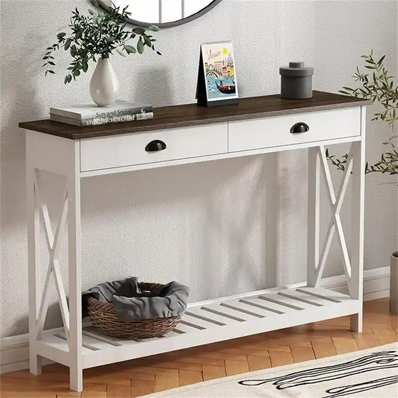 Console de ferme de 47 po avec tiroir et étagère inférieure