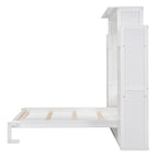 Lit escamotable grand format avec armoire, étagères et lumières DEL
