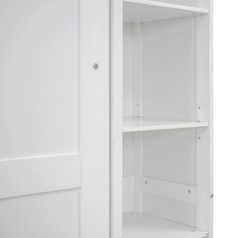 Lit escamotable grand format avec armoire, étagères et lumières DEL