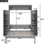 Lit escamotable grand format avec armoire, étagères et lumières DEL