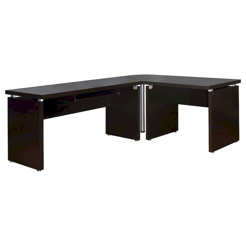 Bureau d'angle avec tablette coulissante pour clavier et tiroir classeur