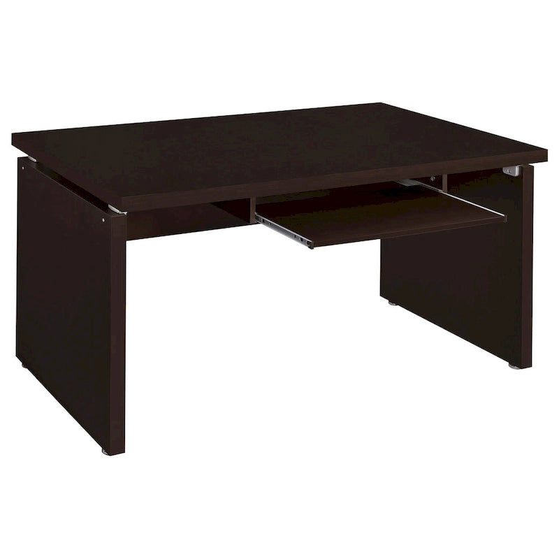 Bureau d'angle avec tablette coulissante pour clavier et tiroir classeur