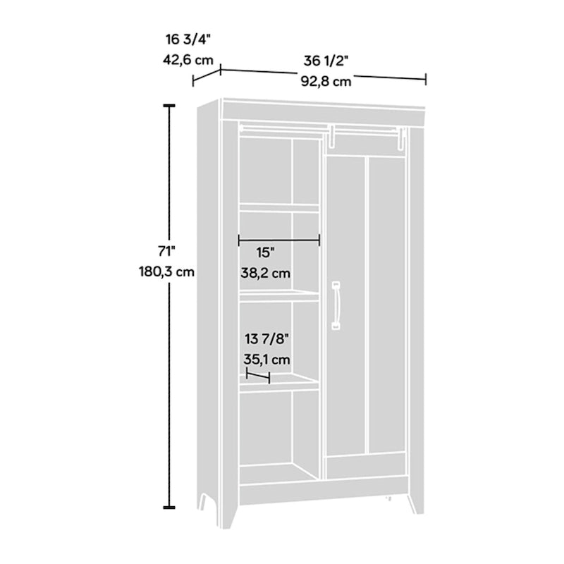 Meuble de rangement haut avec porte coulissante et étagères réglables