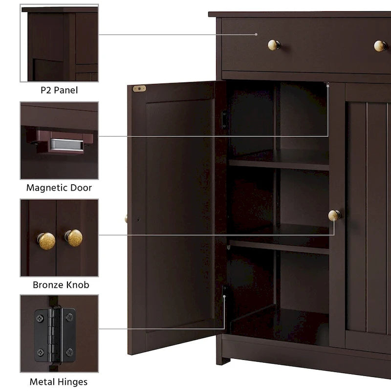 Meuble de rangement sur pied avec 1 tiroir et 2 portes