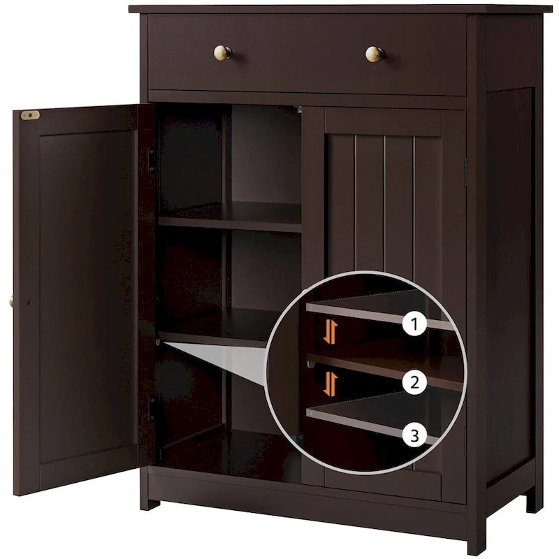 Meuble de rangement sur pied avec 1 tiroir et 2 portes