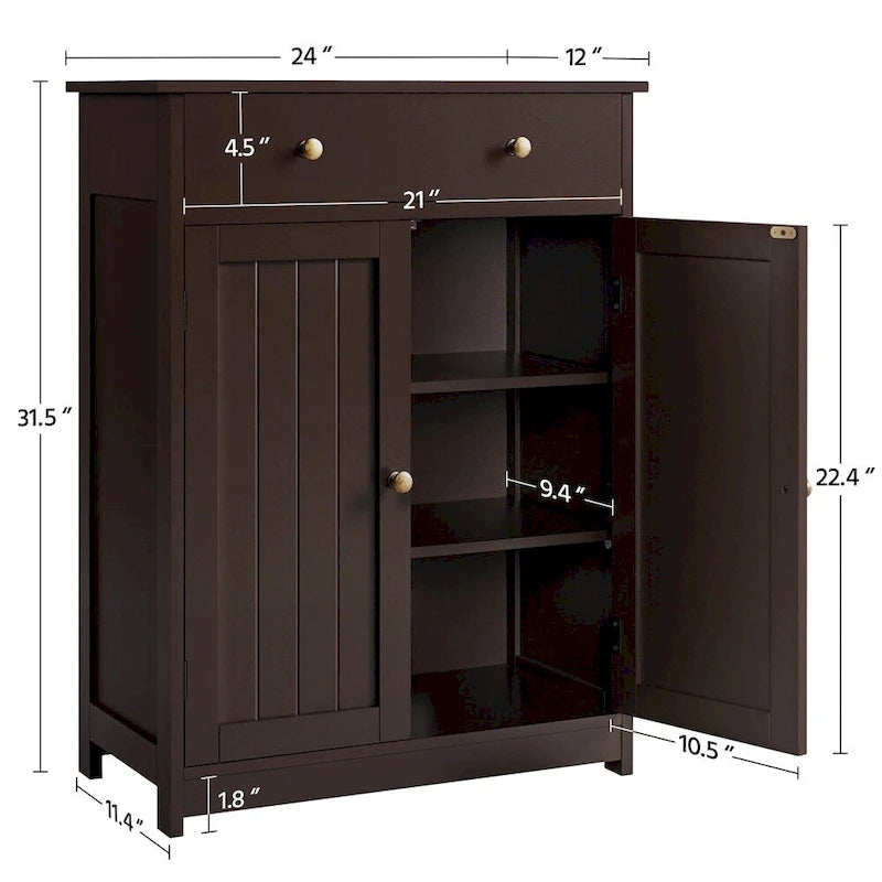 Meuble de rangement sur pied avec 1 tiroir et 2 portes