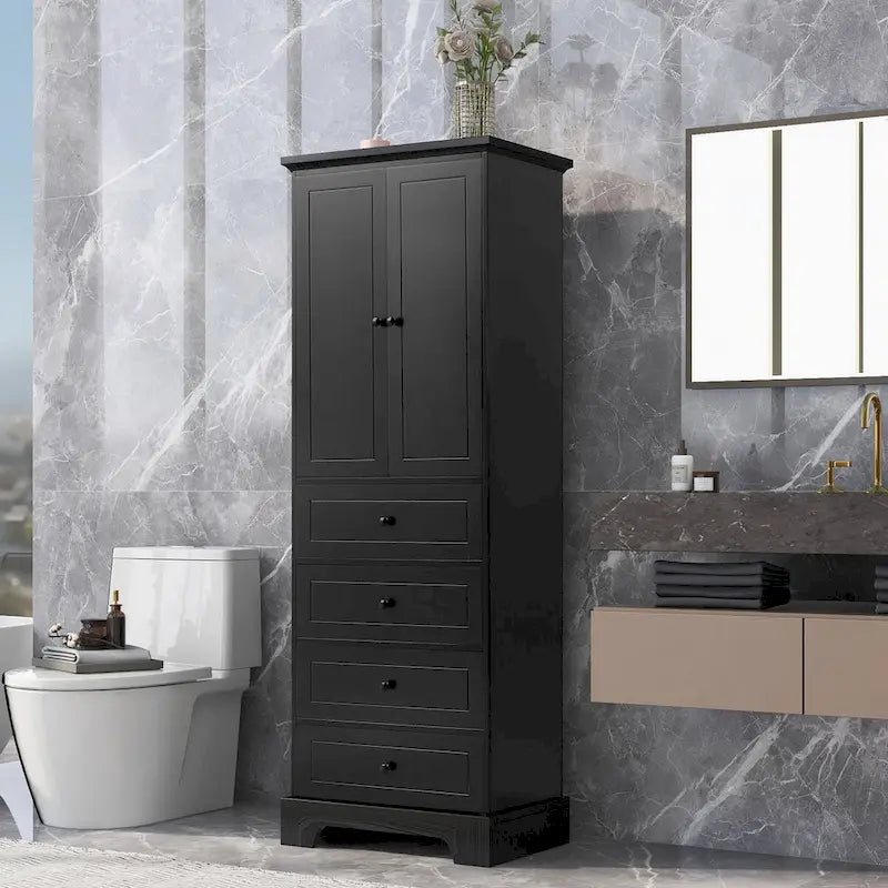 Armoire à linge 2 portes et 4 tiroirs