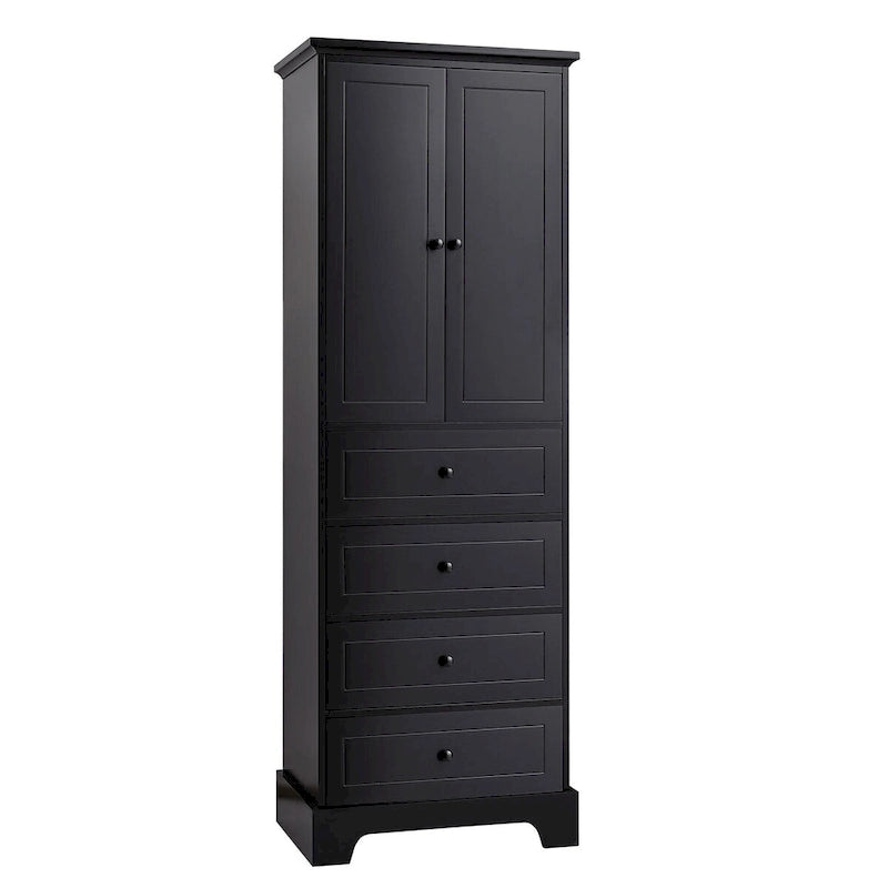 Armoire à linge 2 portes et 4 tiroirs