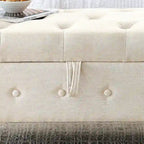 Banc de rangement capitonné de 157 cm avec plateau touffeté et accoudoirs roulés