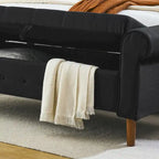 Banc de rangement capitonné de 157 cm avec plateau touffeté et accoudoirs roulés