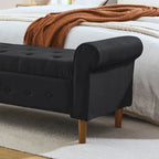 Banc de rangement capitonné de 157 cm avec plateau touffeté et accoudoirs roulés
