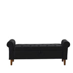 Banc de rangement capitonné de 157 cm avec plateau touffeté et accoudoirs roulés