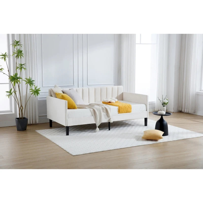 Lit de repos simple moderne avec dossier capitonné côtelé
