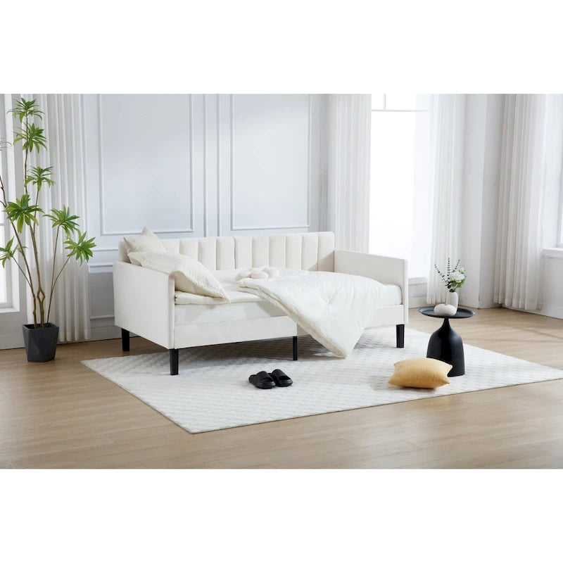 Lit de repos simple moderne avec dossier capitonné côtelé