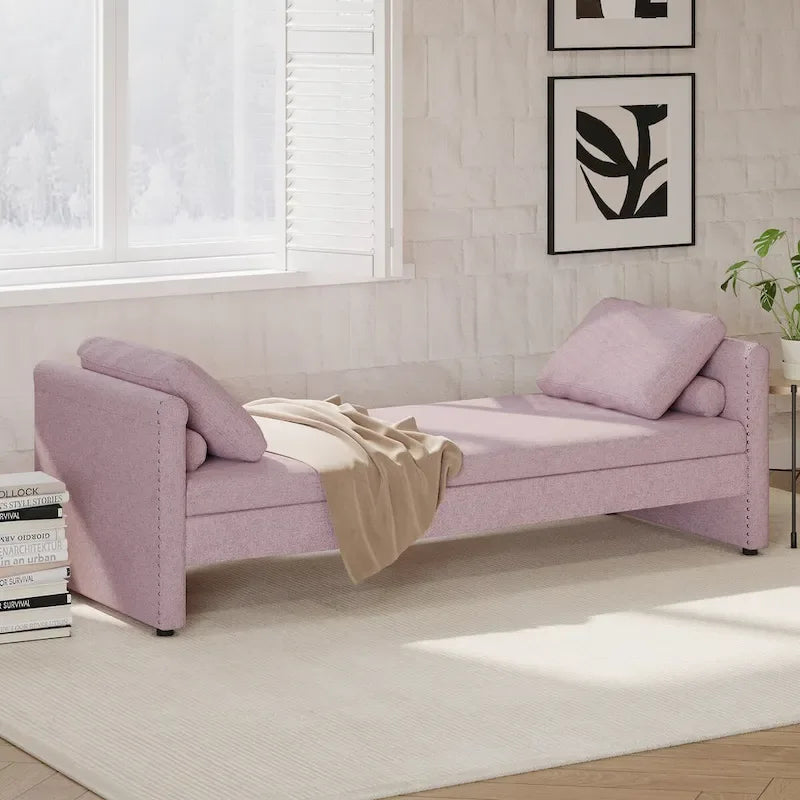 Lit de repos en lin avec 2 tiroirs de rangement