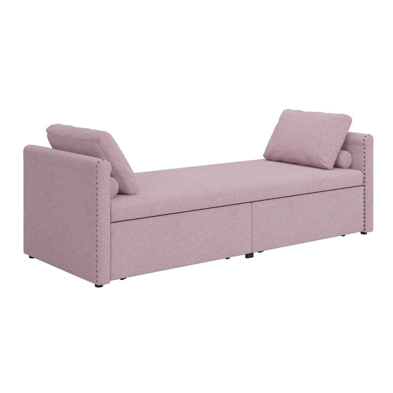 Lit de repos en lin avec 2 tiroirs de rangement