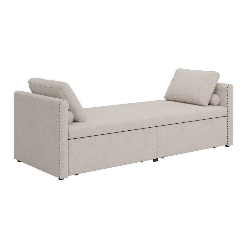 Lit de repos en lin avec 2 tiroirs de rangement