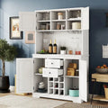 Meuble de cuisine-bar avec rangement — 120 cm (L) x 39,4 cm (l) x 187,4 cm (H), 4 placards, 2 tiroirs, casiers à vin et porte-verres