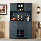 Meuble de cuisine-bar avec rangement — 120 cm (L) x 39,4 cm (l) x 187,4 cm (H), 4 placards, 2 tiroirs, casiers à vin et porte-verres