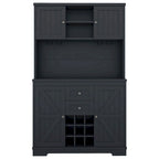 Meuble de cuisine-bar avec rangement — 120 cm (L) x 39,4 cm (l) x 187,4 cm (H), 4 placards, 2 tiroirs, casiers à vin et porte-verres