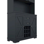 Meuble de cuisine-bar avec rangement — 120 cm (L) x 39,4 cm (l) x 187,4 cm (H), 4 placards, 2 tiroirs, casiers à vin et porte-verres
