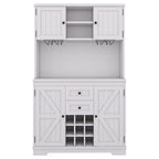 Meuble de cuisine-bar avec rangement — 120 cm (L) x 39,4 cm (l) x 187,4 cm (H), 4 placards, 2 tiroirs, casiers à vin et porte-verres