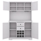Meuble de cuisine-bar avec rangement — 120 cm (L) x 39,4 cm (l) x 187,4 cm (H), 4 placards, 2 tiroirs, casiers à vin et porte-verres
