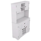 Meuble de cuisine-bar avec rangement — 120 cm (L) x 39,4 cm (l) x 187,4 cm (H), 4 placards, 2 tiroirs, casiers à vin et porte-verres