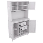 Meuble de cuisine-bar avec rangement — 120 cm (L) x 39,4 cm (l) x 187,4 cm (H), 4 placards, 2 tiroirs, casiers à vin et porte-verres