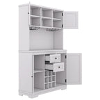Meuble de cuisine-bar avec rangement — 120 cm (L) x 39,4 cm (l) x 187,4 cm (H), 4 placards, 2 tiroirs, casiers à vin et porte-verres
