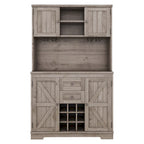 Meuble de cuisine-bar avec rangement — 120 cm (L) x 39,4 cm (l) x 187,4 cm (H), 4 placards, 2 tiroirs, casiers à vin et porte-verres
