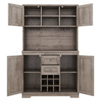 Meuble de cuisine-bar avec rangement — 120 cm (L) x 39,4 cm (l) x 187,4 cm (H), 4 placards, 2 tiroirs, casiers à vin et porte-verres
